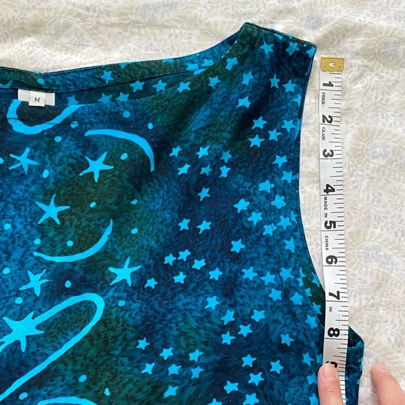 La Luna Loca 100% rayon celestial cosmic stars relaxed summer dress, blue - Picture 4 of 7